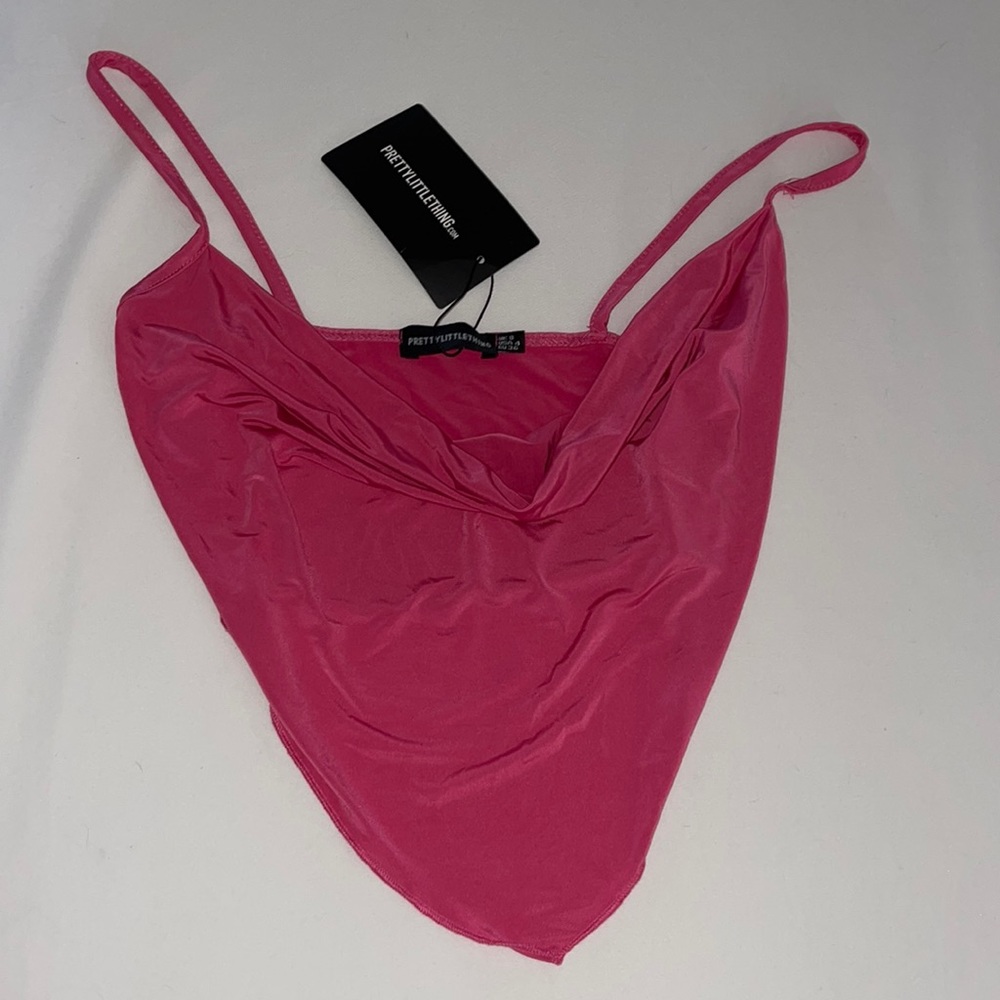 Pretty little thing hot pink cowl neck crop top